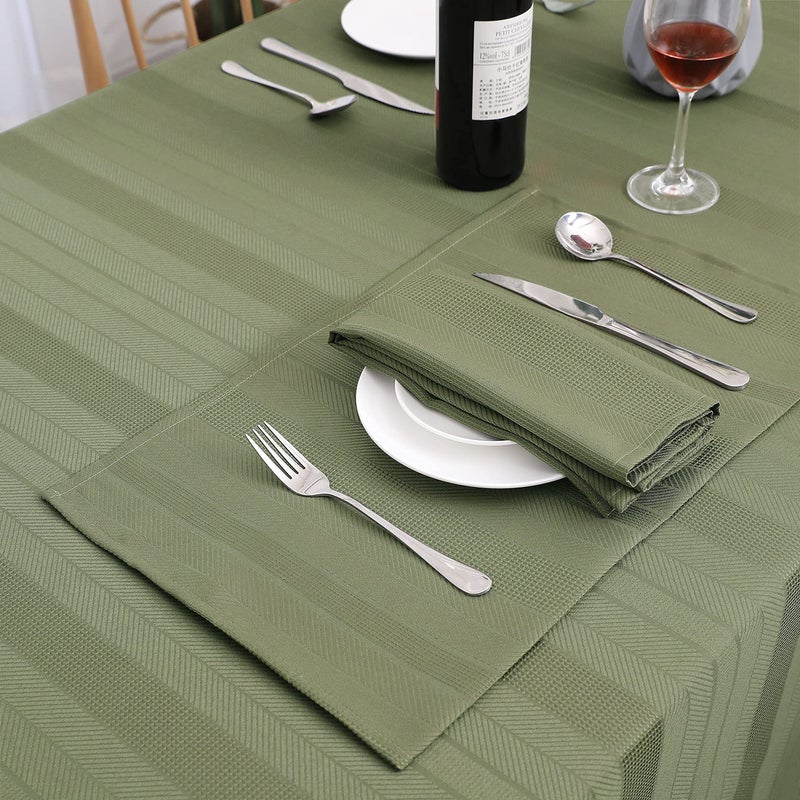 Randall Holiday Round Tablecloth 70â€œ Waffle Stripe Water Resistant Dust-Proof Table Cover for Kitchen Dinning Party Farmhouse Tabletop Decoration (70â€œÃ—70â€œ, Sage Green) - Image 5